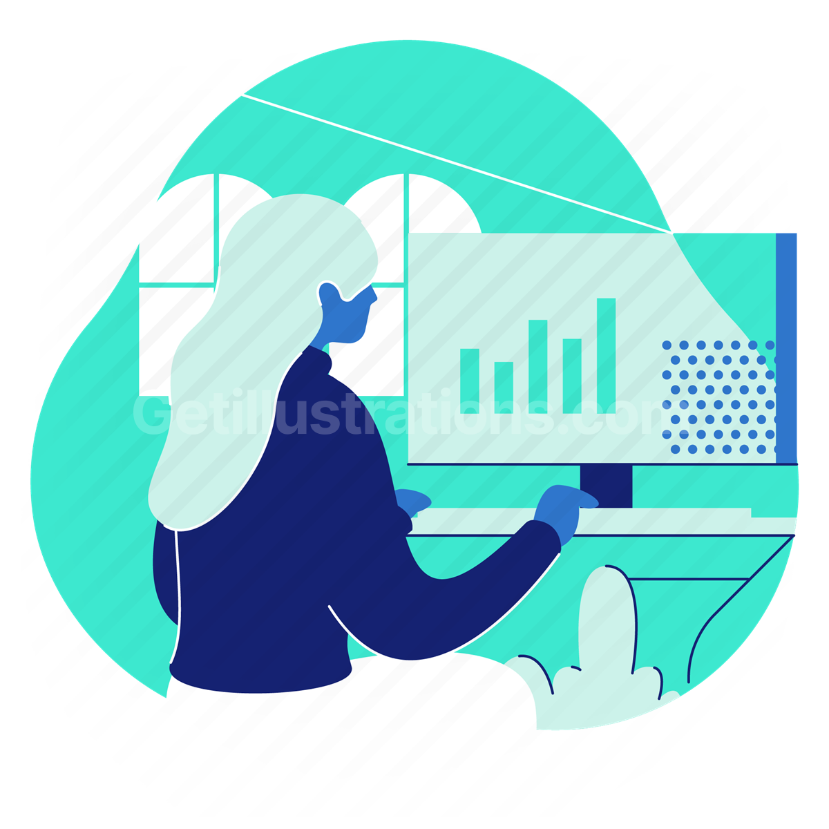 online statistics, stats, website, woman, computer